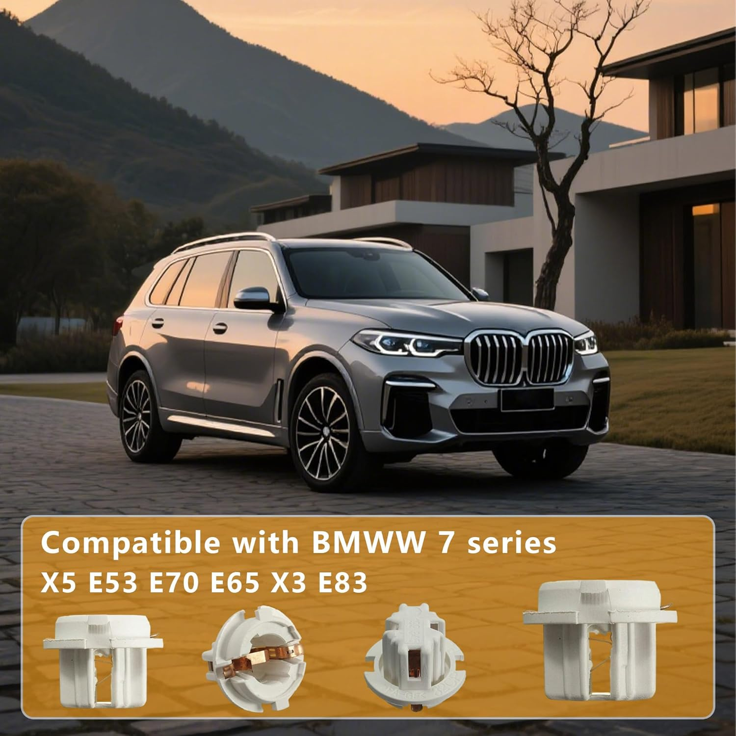 4X Rear Tail Light Lamp Bulb Socket Holder Compatible with BMW 7 Series X5 E53 E70 E65 E83