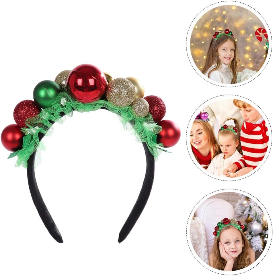 KESYOO Christmas Heabands Cute Glitter Xmas Ball Bell Headwear Hair Hoop Hairband for Kids Xmas Holiday Hair Accessories Party Favors image number 3