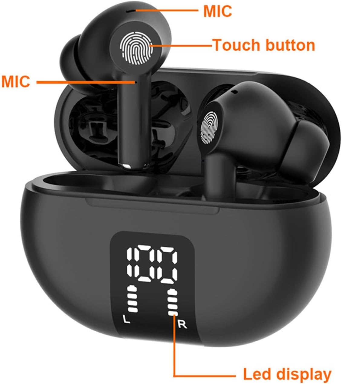 Fdit M10 Translator Earbuds, Language Translator Earbuds Real Time M10 Touch Control Support 140 Languages Dual Microphone for Travel image number 1