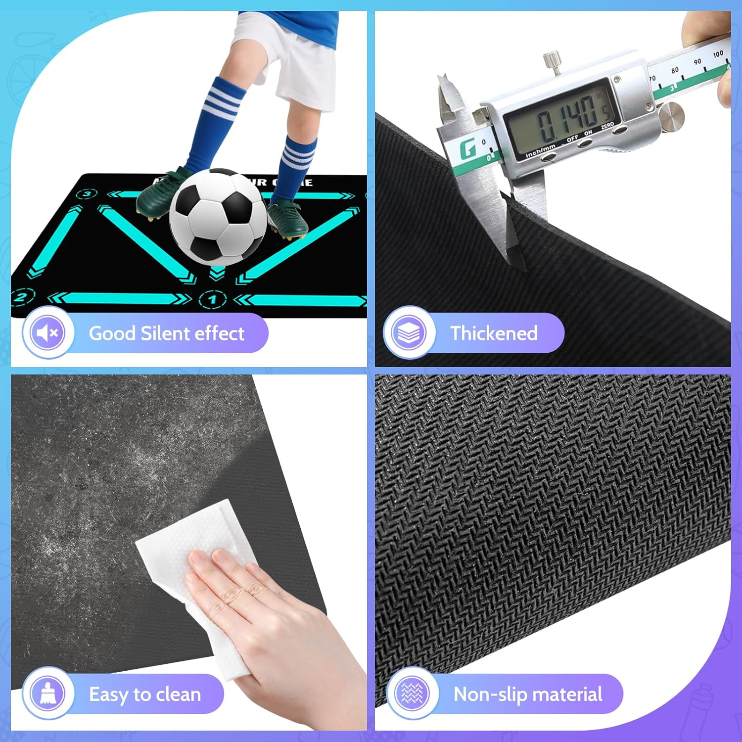 Soccer Training Equipment,Soccer Training Mat with Technique Video Soccer Mat for All Levels: Agility Training, Non-Slip Silent Equipment Footstep Training Mat for Kids Soccer Gifts image number 3