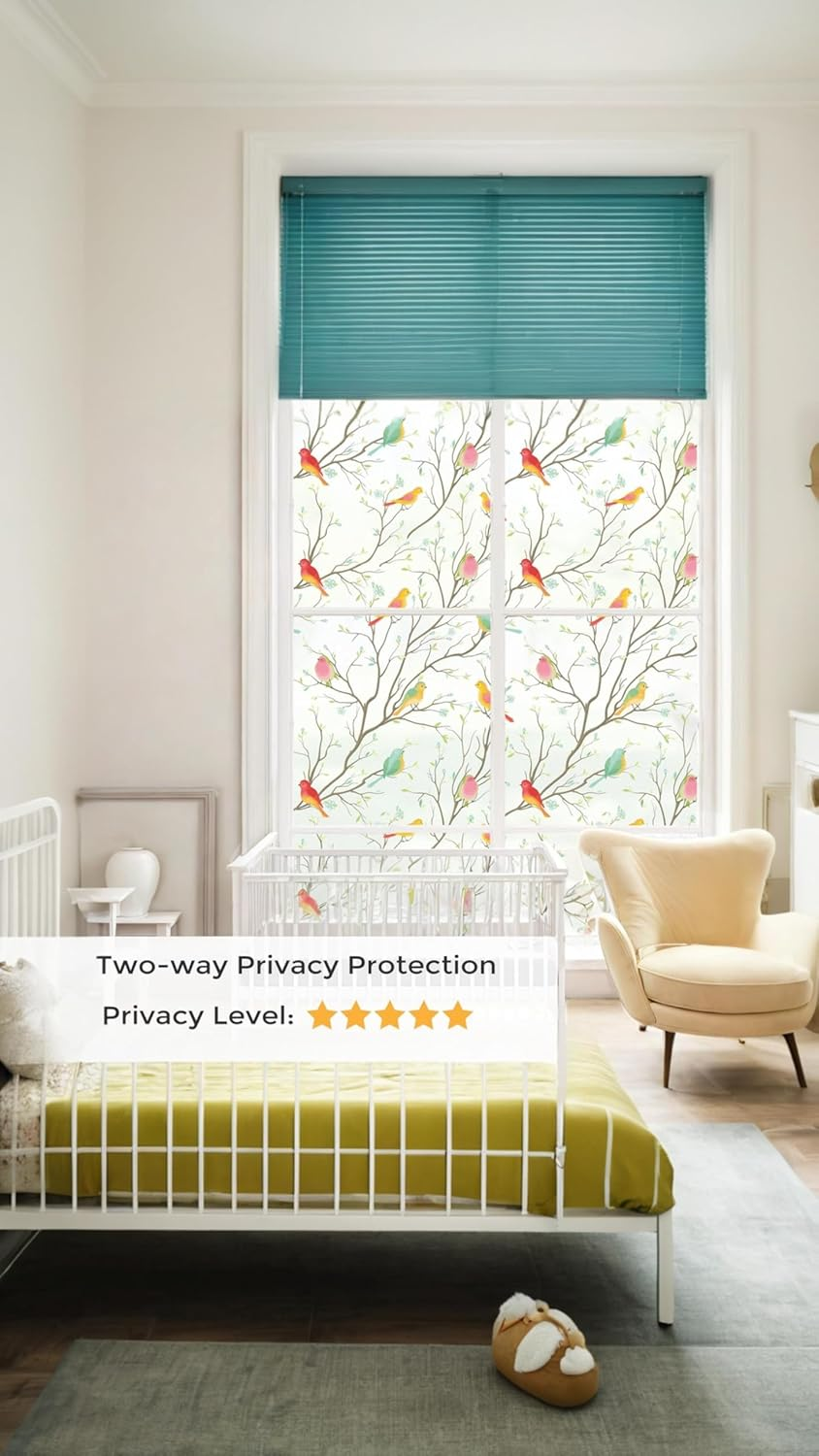 Honwor Stain Glass Effect Privacy Film - Frosted Anti-Glare UV Protection for Windows | Non-Adhesive Static Cling | Home & Office Decor | 17.7X78.7 Inch image number 3