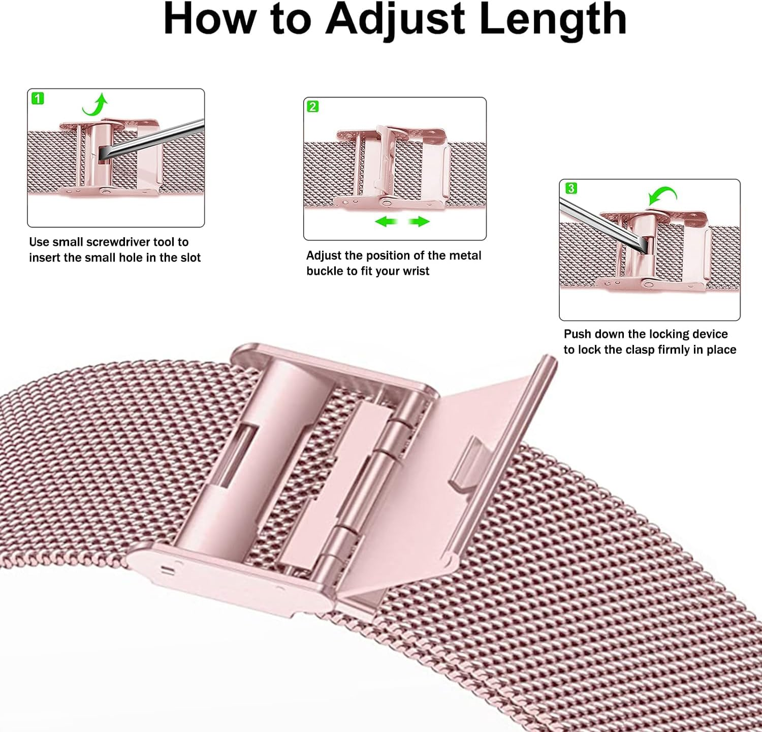 VELULYX Metal Strap Compatible with Garmin Lily 2, 14 Mm Stainless Steel Strap for Garmin Lily 2 Women - Pink image number 3