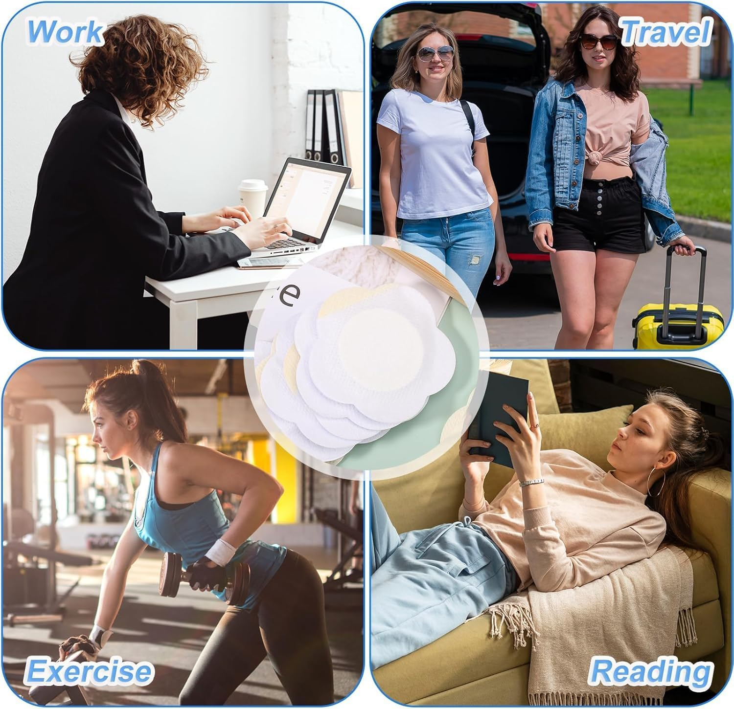 50Pcs Castor Oil Pack Wrap for Belly Button, 6Cm Non-Woven Castor Oil Patches, Self Adhesive Belly Button Patch, Highly Absorbent Castor Oil Patches for Work Sleep (Without Oil) (8CM) image number 1