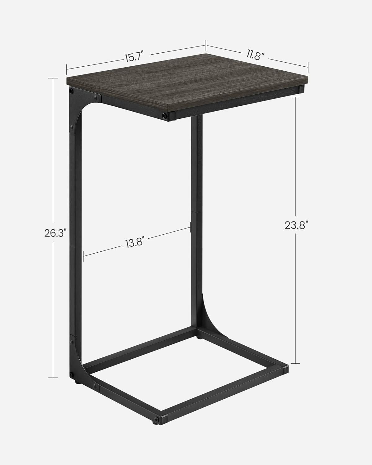 VASAGLE C-Shaped End Table, Side Table for Sofa, Couch Table with Metal Frame, Small TV Tray Table for Living Room, Bedroom, Ebonized Oak Finish and Black image number 4