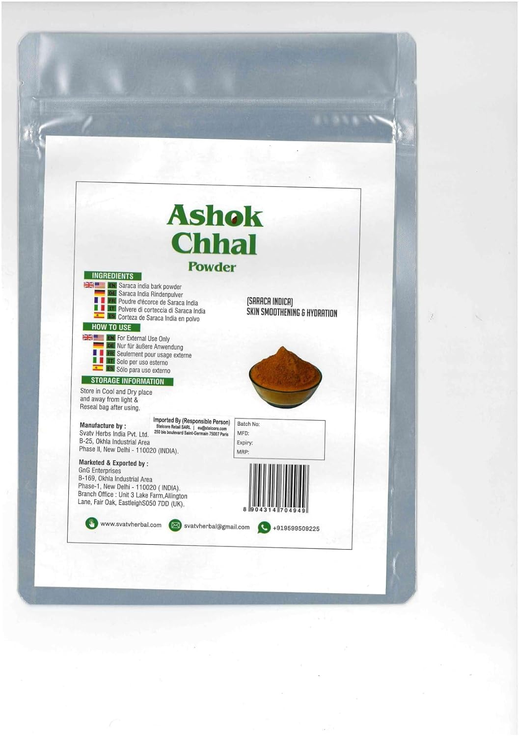 SVATV Ashok Chhal Powder (Saraca Indica) | Skin Care | Indian Ayrvedic Herbs | Improves Skin Health | Control Excess Skin Oil |- Size - 227G,0.5 Lb, 8Oz image number 4