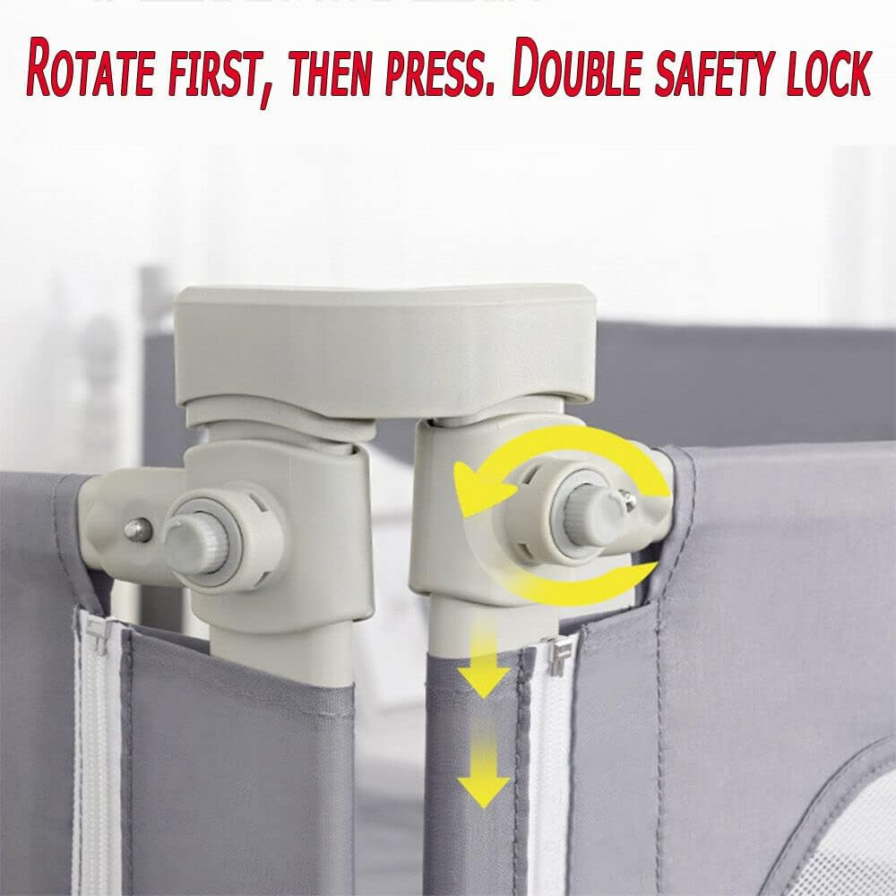 90CM Height Toddlers Bed Rails, Baby Safety Bed Guard, Height Adjustable Bed Side Fence, Child Folding Protection Guardrail (Queen Set(2X200Cm,1X150Cm))