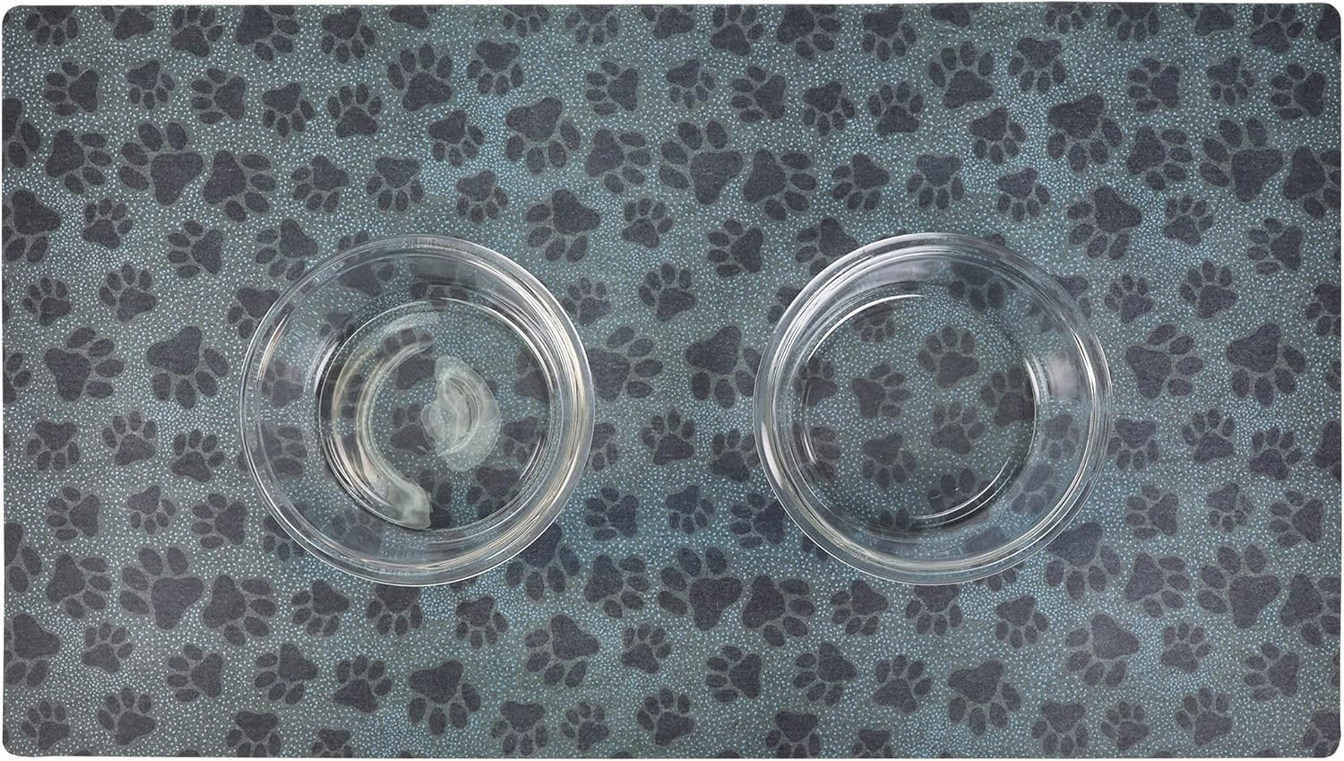 Drymate Pet Bowl Placemat, Dog & Cat Food Feeding Mat - Absorbent Fabric, Waterproof Backing, Slip-Resistant - Machine Washable/Durable (USA Made) (16&rdquo; X 28&rdquo;) (Paw Dots Black) image number 1