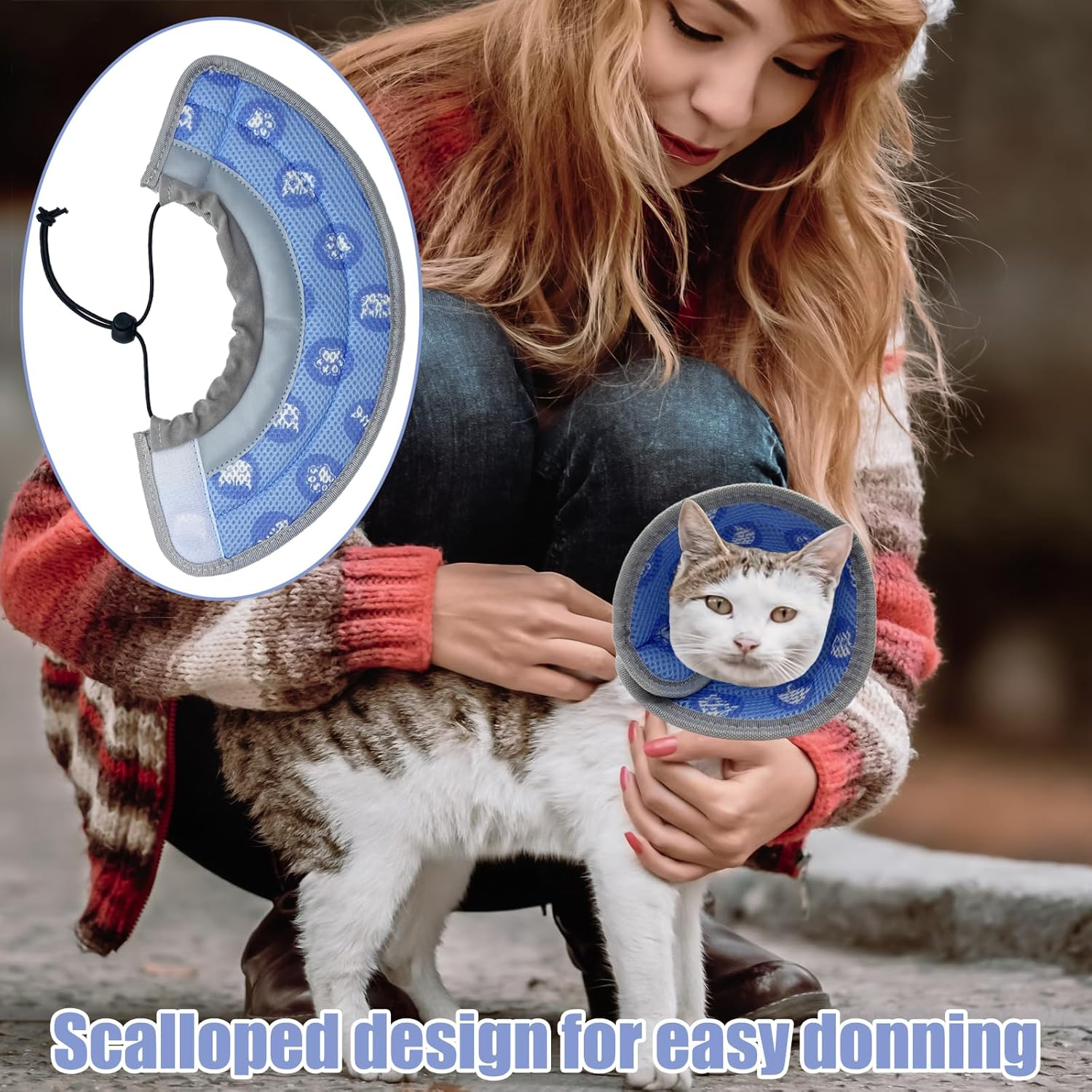 Cat Collar, Foldable Soft Protective Collar, Adjustable Soft Cat Collar, Post-Operative Collar for Pets, Cat Collar to Prevent Licking Wounds image number 1