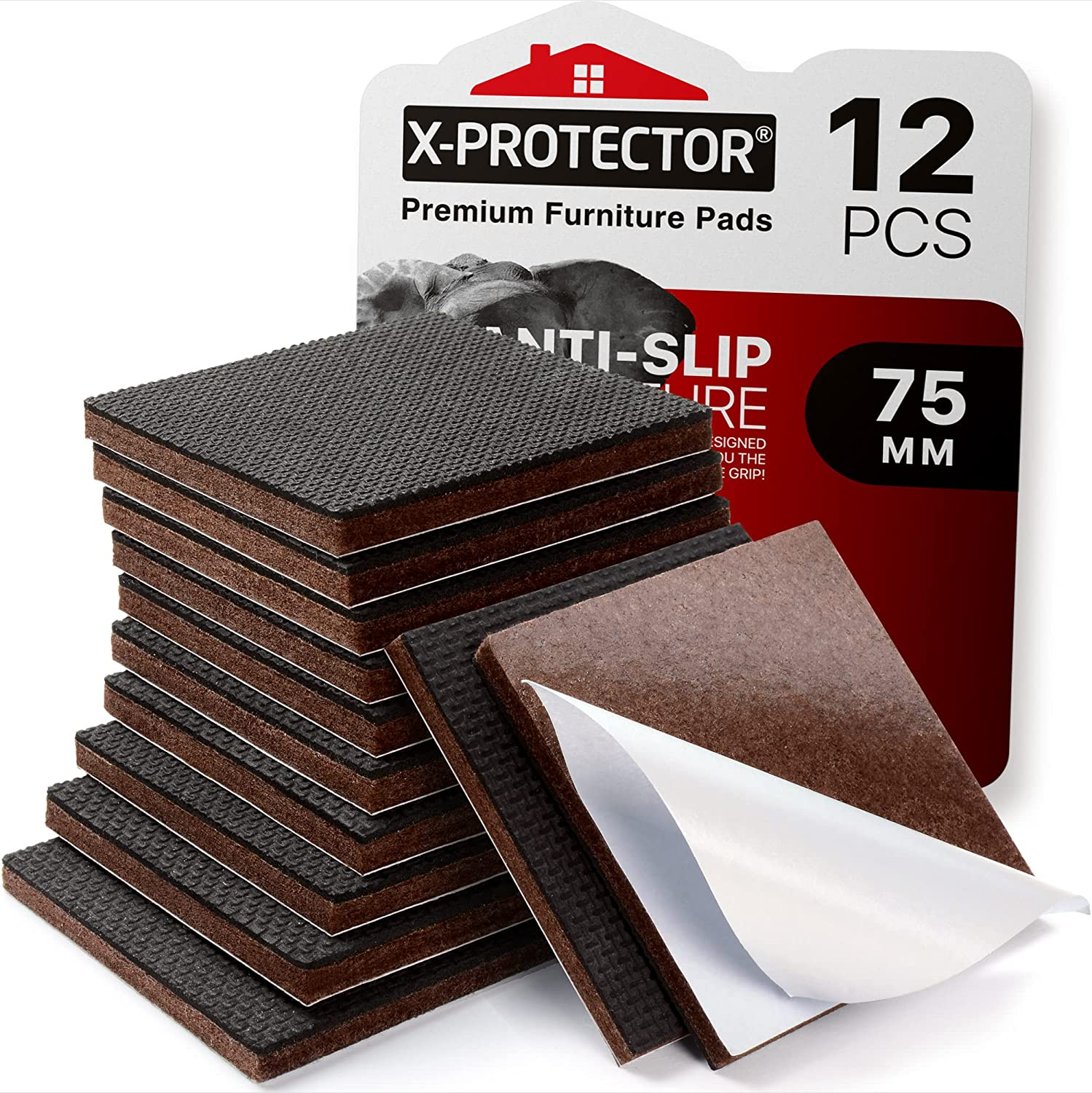 X-Protector Non Slip Furniture Pads &ndash; 12 Premium Furniture Grippers 3"! Best Selfadhesive Rubber Feet Furniture Feet &ndash; Ideal Non Skid Furniture Pad Floor Protectors &ndash; Keep Furniture in Place! image number 6