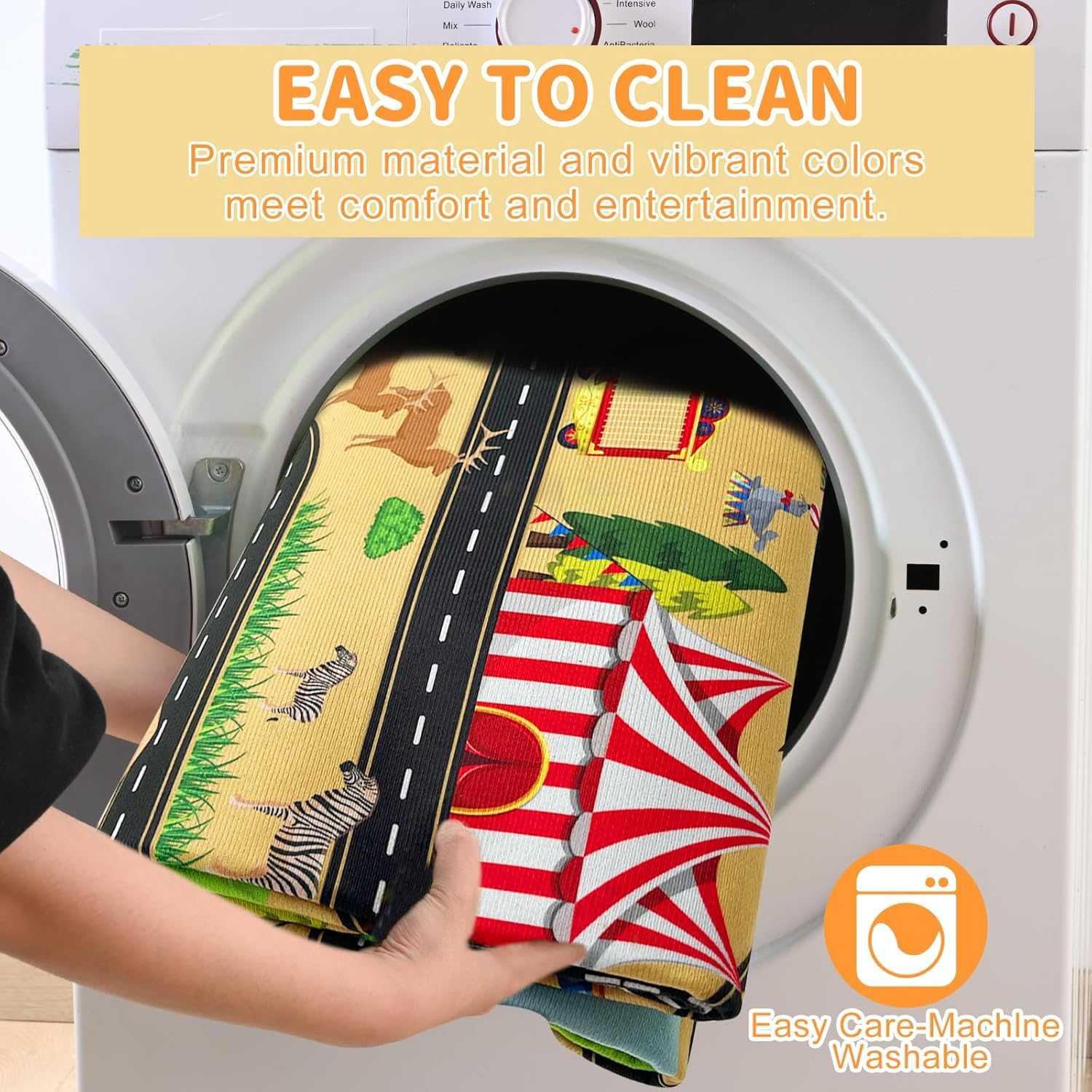 Kids Play Rug Carpet Town City Industrial Farm Road Car Mat 160X120Cm Kids Playmat Exercise Mat Learning Educational Area Rug for Children Boy Girl Kids Toddler Bedroom Playroom (Style C, 120X160Cm) image number 3