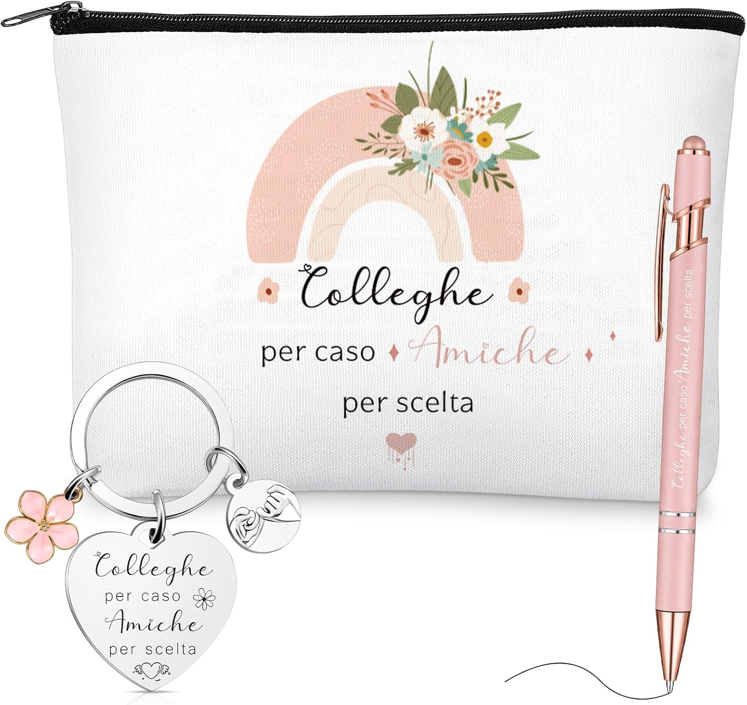 Xuniea Colleague Gift 1 Cosmetic Bag 1 Heart Keyring 1 Ballpoint Pen for Colleagues Girlfriends Birthday Thanksgiving Christmas image number 2