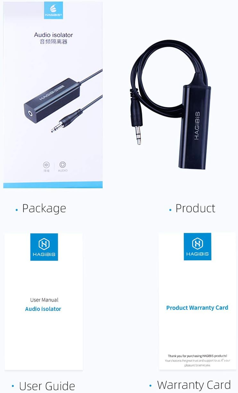 Hagibis Ground Loop Noise Isolator for Car Audio/Home Stereo System with 3.5Mm Audio Interface image number 2
