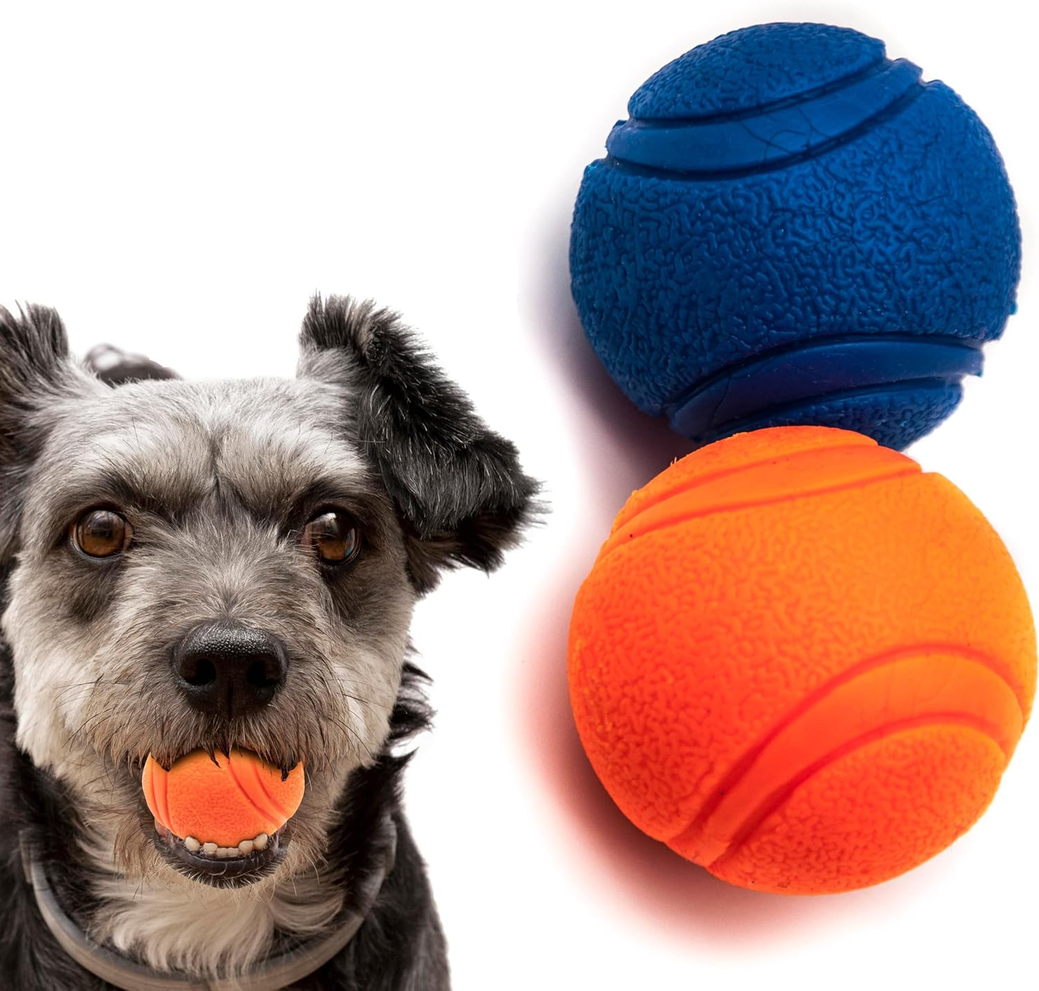 2 X Strong Solid Rubber Ball HIGH BOUNCING Tough Dog Toys Indestructible Virtually Interactive Dog Toys for Boredom Strong Natural Rubber Balls for Dogs (Blue+Orange (2 Balls), 2 Inches) image number 6