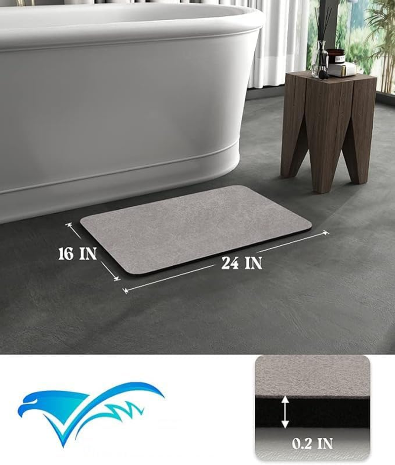 Bathroom Bath Mat,Non Slip Thin Bathroom Floor Mat for under Dooreasy Cleanwashablekitchen,Sinkshowermatcarpetrubber Non Slip Quick Drying Super Absorbent Thin Bathroom Rug Gray 15.7X23.6 Inch (2PCS) image number 5
