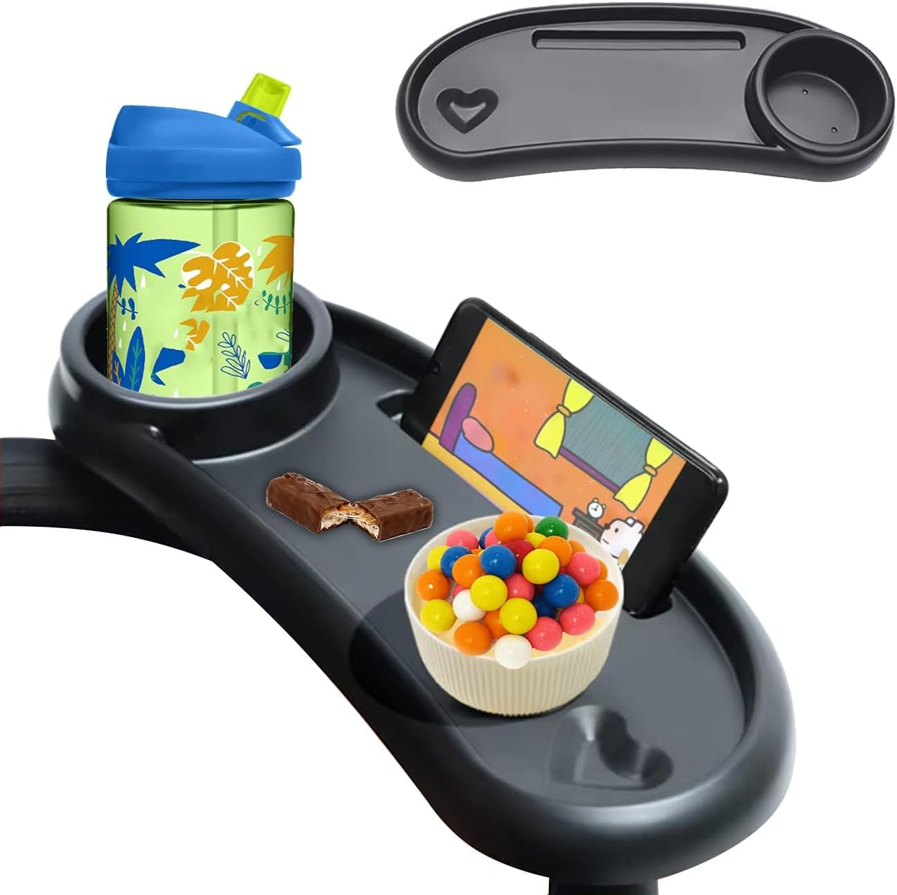 3 in 1 Universal Stroller Snack Tray, Stroller Cup Holder with Phone Holder, Stroller Snack Tray Attachment, Clip on Baby Stroller Accessories for Joggers, Umbrella & Wagons image number 3