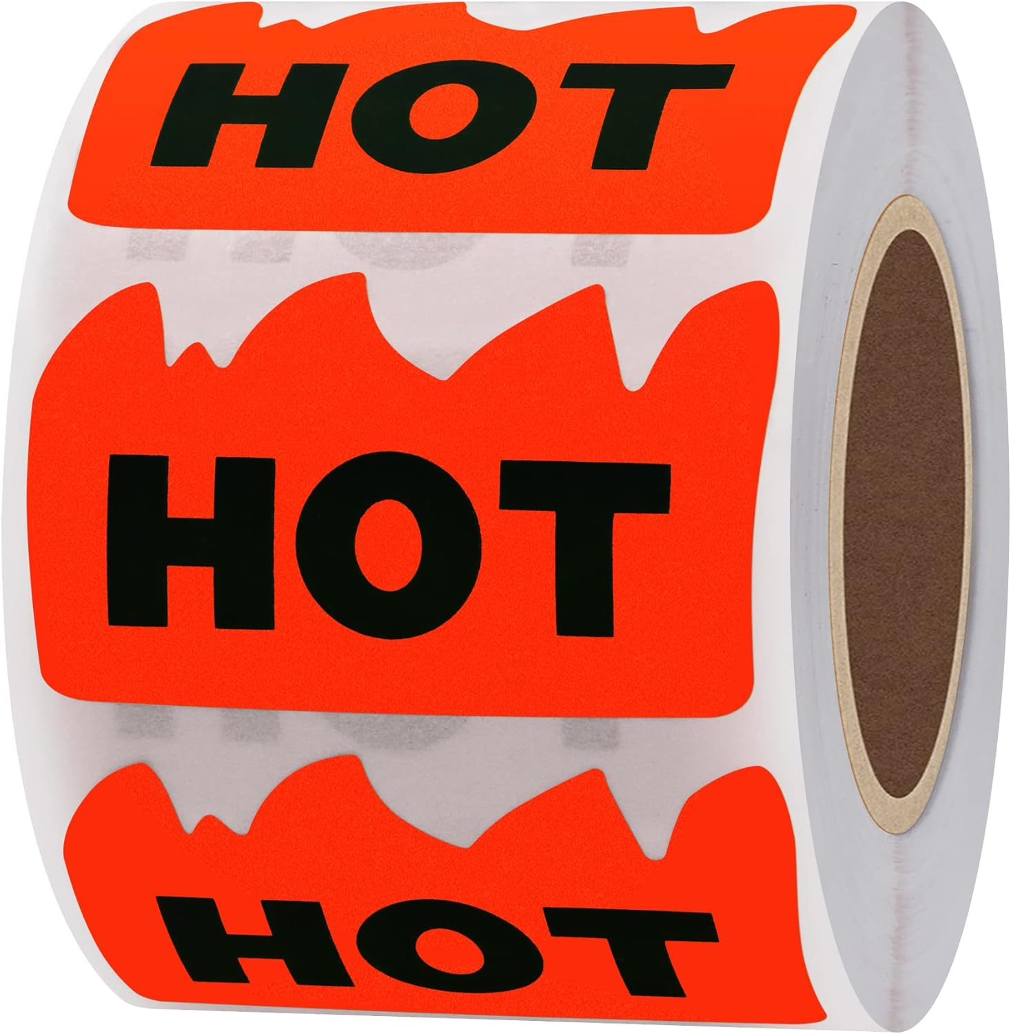 Hybsk 2 X 1.18 Inch Hot Stickers 500 Pcs Fluorescent Yellow Flame Fire Sticker Labels for Restaurant Supermarkets Stores Coffee Shops (Fluorescent Yellow) - Fluorescent Green image number 2