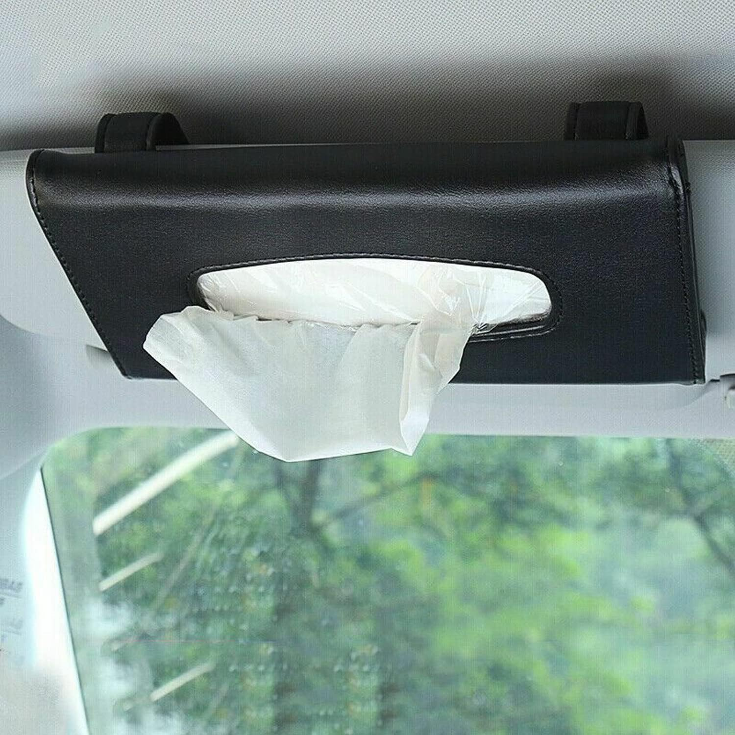 Universal Car Tissue Box for Home Table Car Storage Organiser Case Holder Car Visor Tissue Holder Car Tissue Dispenser Hanging Multi-Use Paper Tissue Cover Case for Car & Truck Decoration image number 2