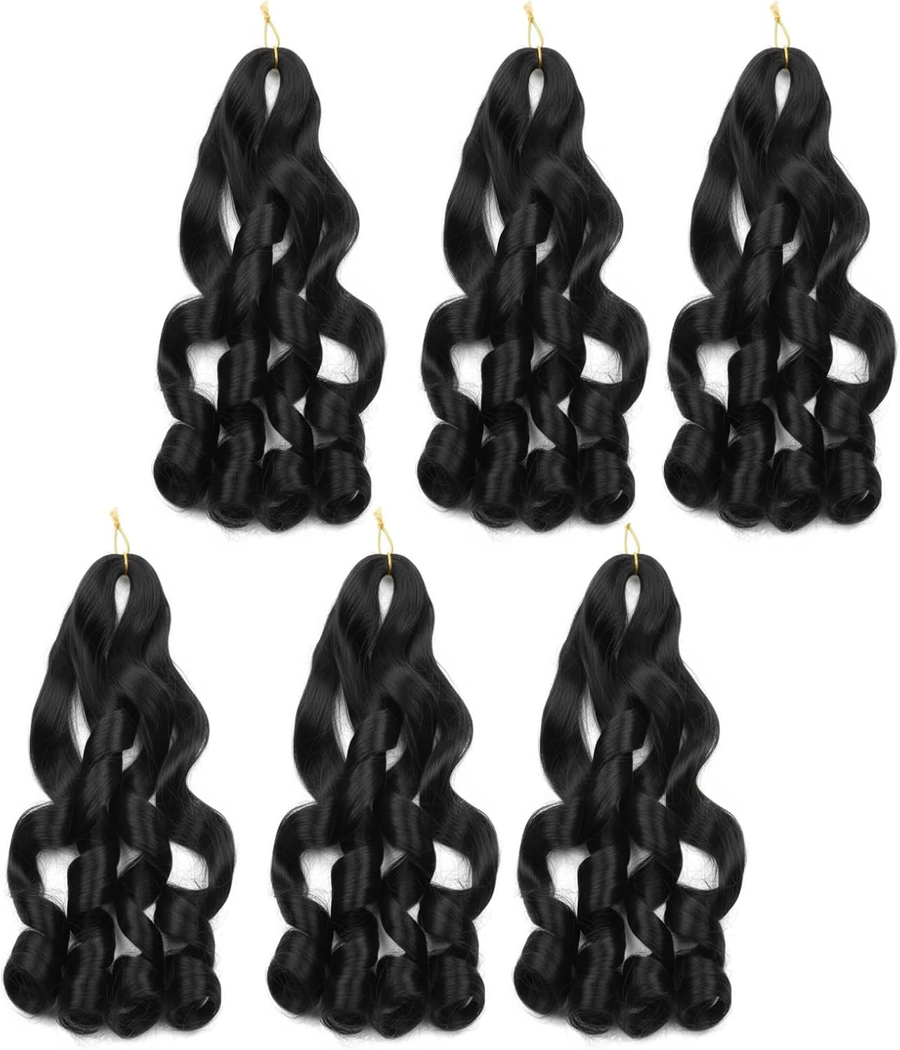 18 Inch French Curl Braiding Hair, Synthetic Fiber Curly Hair Extensions, 6 Packs, Tangle Free, Lightweight, for Braids,Ruibex image number 4