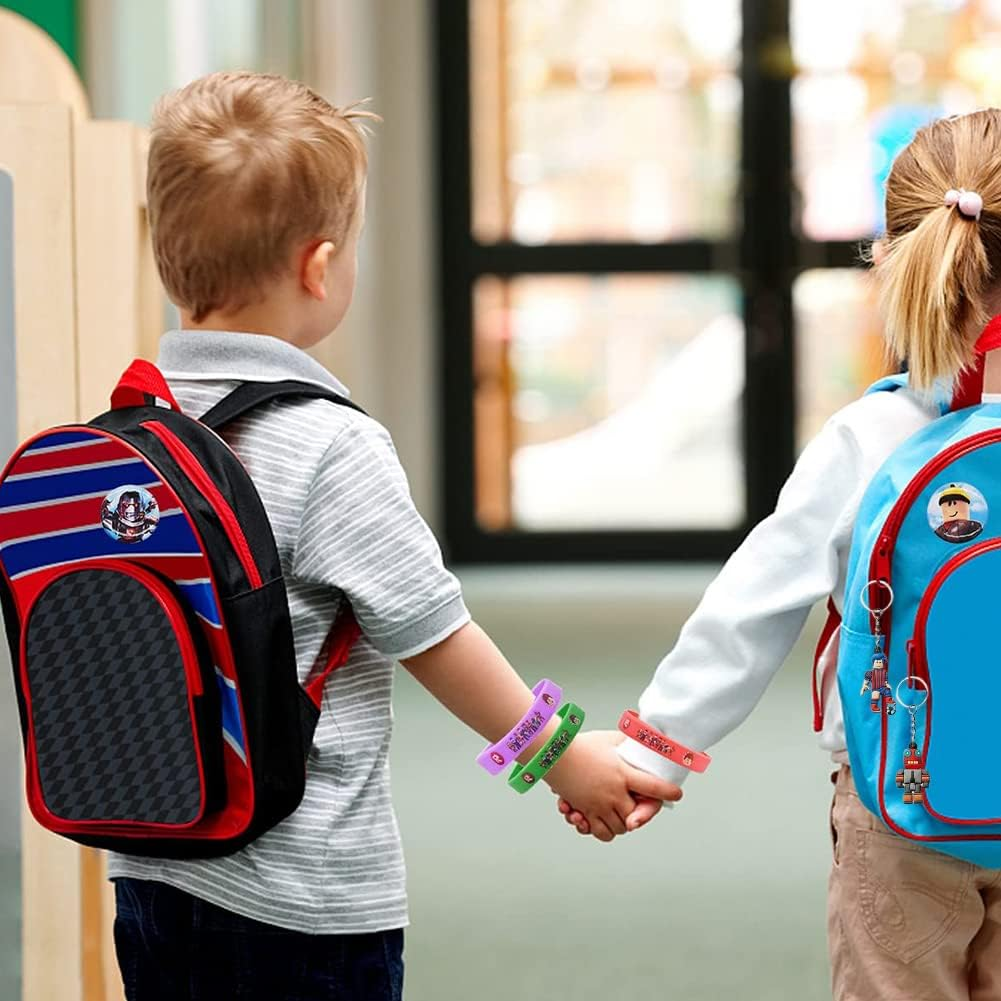 Key Ring Toy, Keyring Set, Roblx Coloured Silicone Bracelets (12), Key Ring (6), Gift Bags (10), Party Accessories for Children'S Birthday, Game, Theme Party image number 4