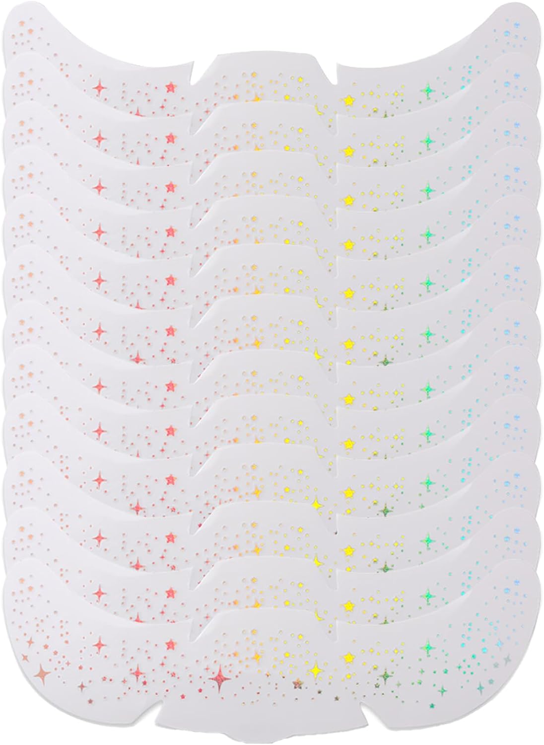 Luzcauwy 12PCS Silver Holographic Face Glitter Freckles Temporary Tattoos, Waterproof Sparkle Star Stickers for Festival, Rave, Halloween, Concert, Shiny Metallic Makeup Stickers for Women & Girls