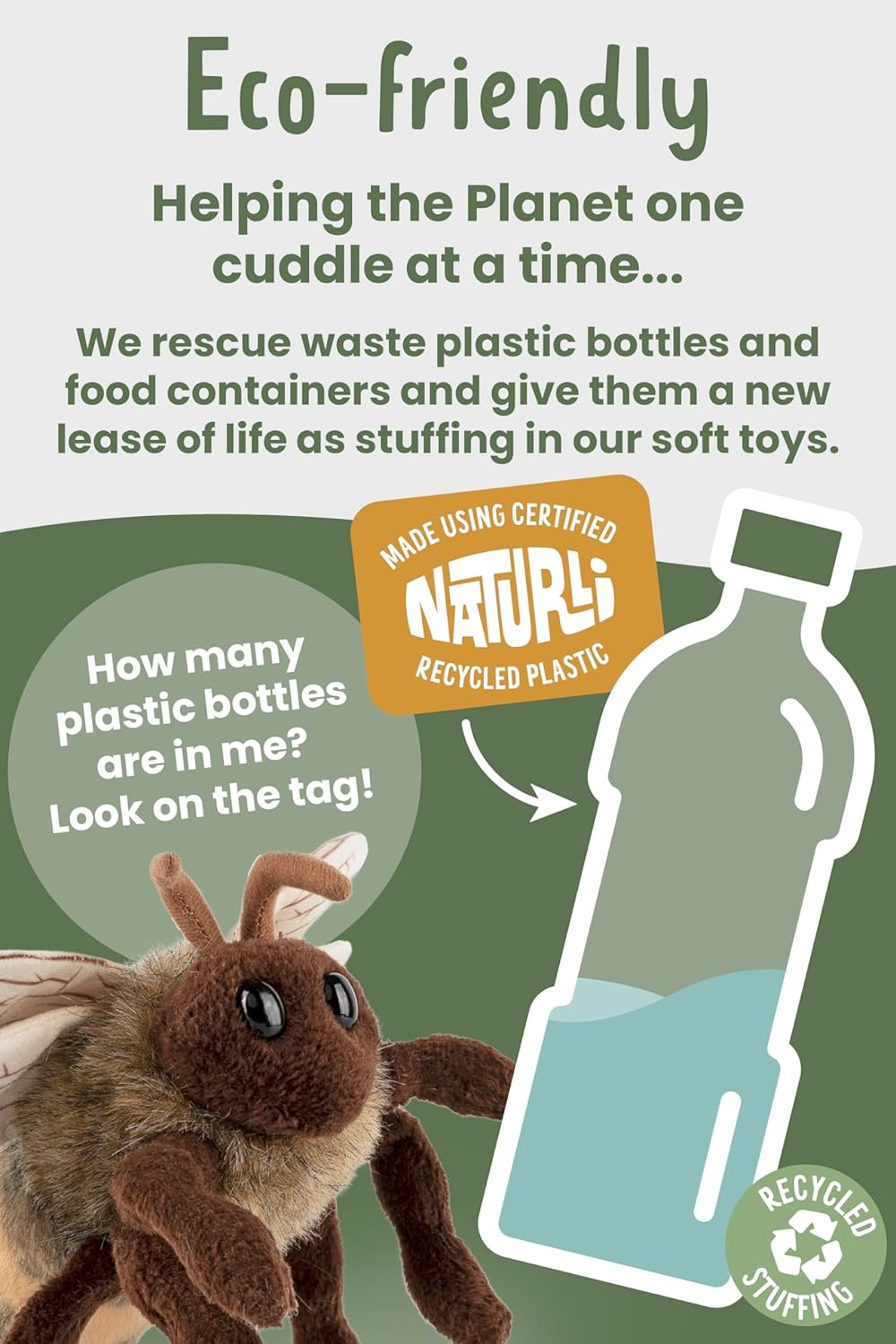 Living Nature European Honey Bee Plush Toy, Realistic and Cuddly Stuffed Animal Made with Eco-Friendly Materials, Soft Nature Companion for Kids and Wildlife Enthusiasts image number 5