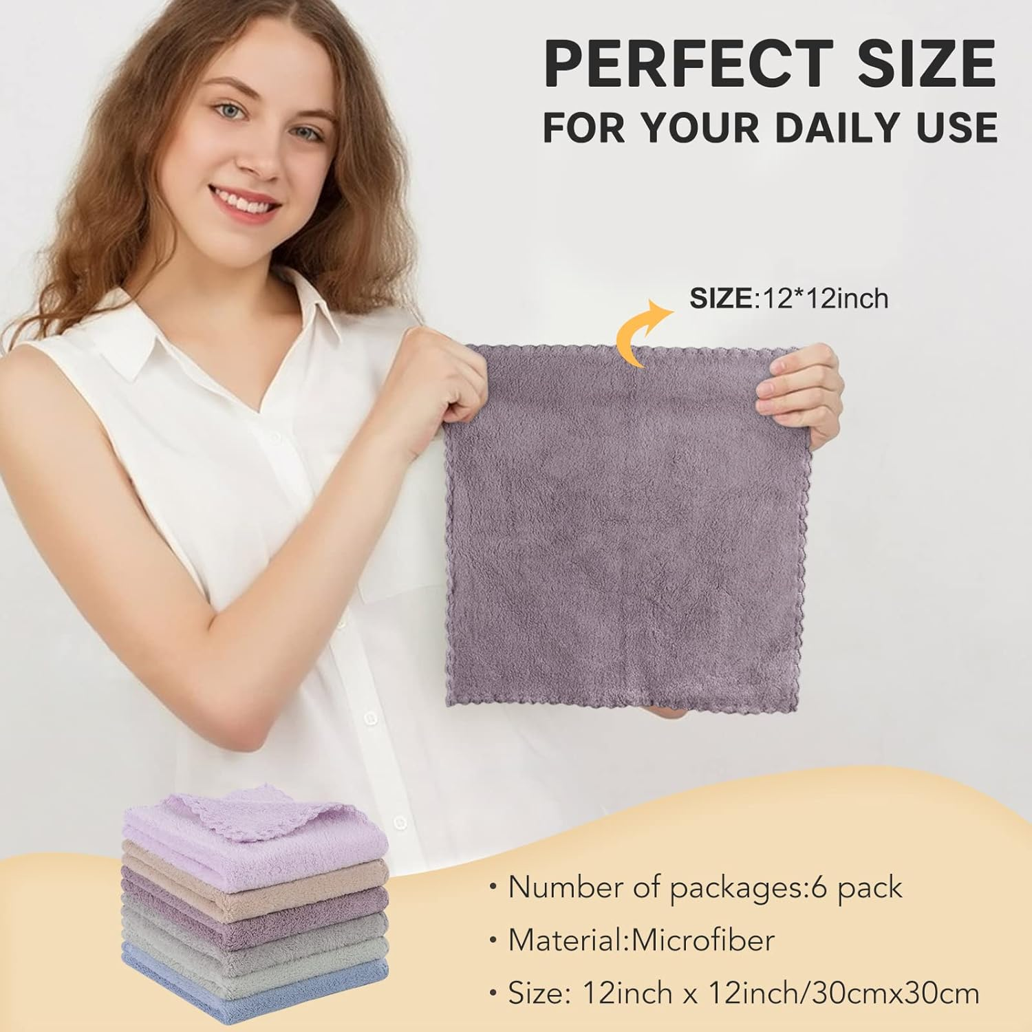 SUNLAND Microfiber Face Cloth Reusable Makeup Remover Facial Cleansing Towel Ultra Soft Face Washcloth 12Inchx12Inch 6 Pack Multicolor image number 5