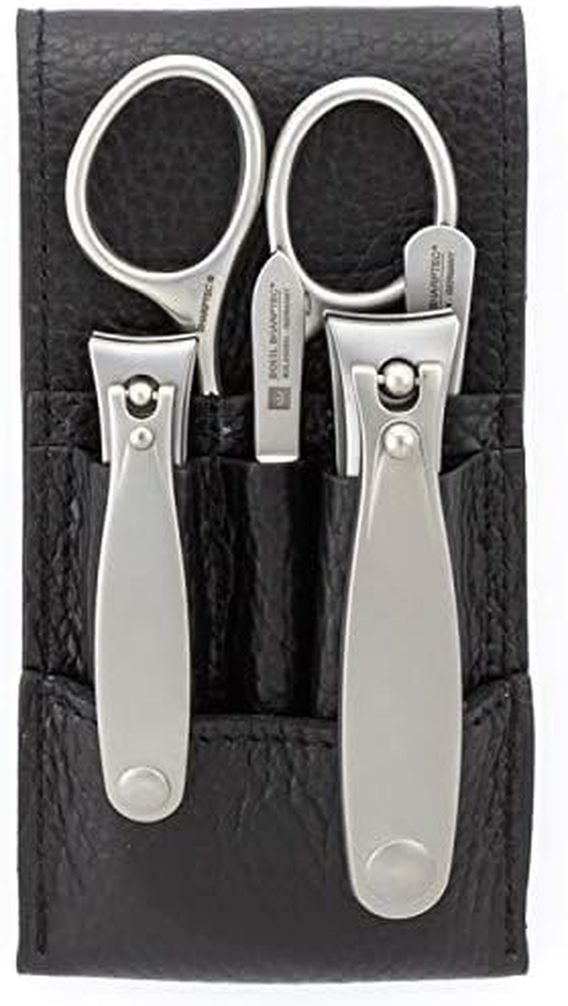 ZOHL Solingen Nail Clippers Set with Professional Fingernail Scissors, Sapphire Nail File & Eyebrow Tweezers in Black Leather Case (MAG-M63) image number 5