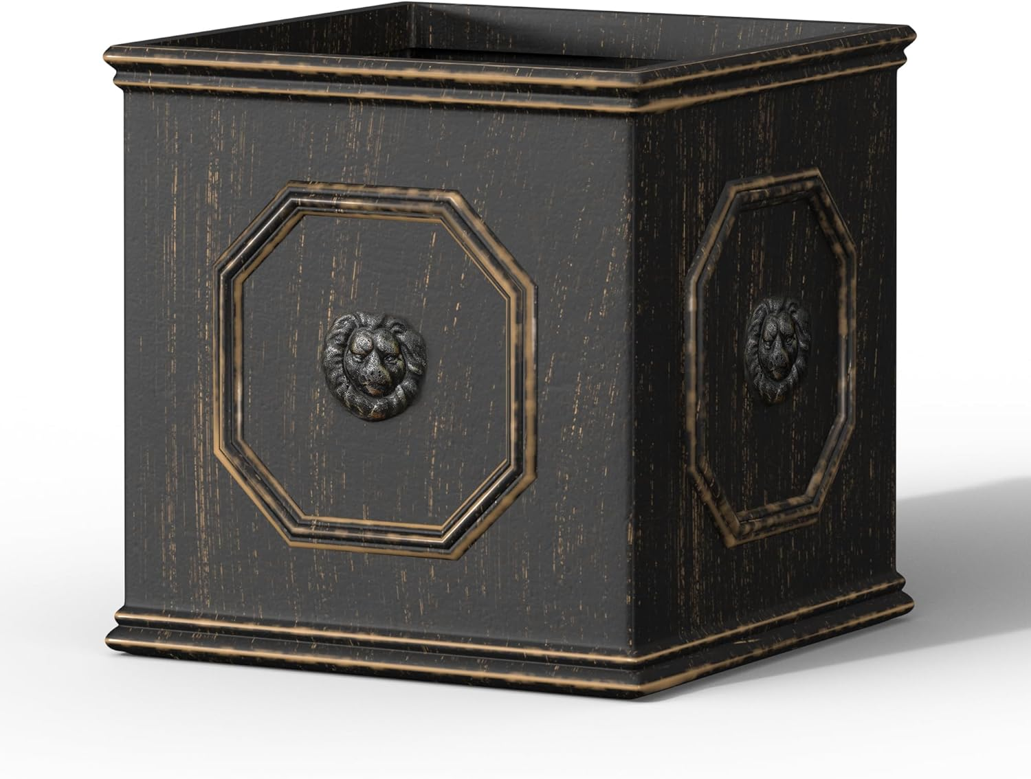 Kante RF0172B-C80451 Lightweight Classic Square English Style Lion Head Planter, Antique Gray