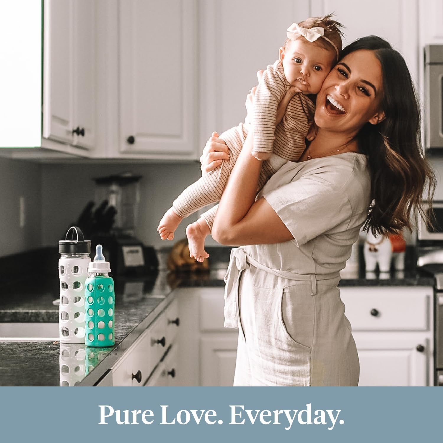 Lifefactory Glass Baby Bottle with Protective Silicone Sleeve, Cobalt, 265 Ml, 290 Grams image number 5