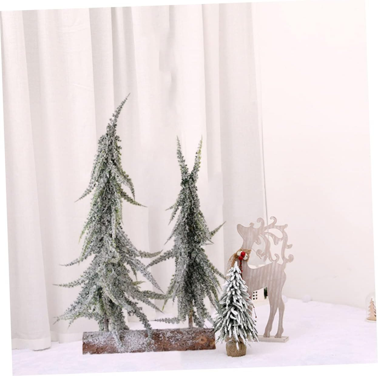 Mini Christmas Tree Snowing Tree Ornament Desktop Christmas Accessory for Home Office Tabletop Display image number 1