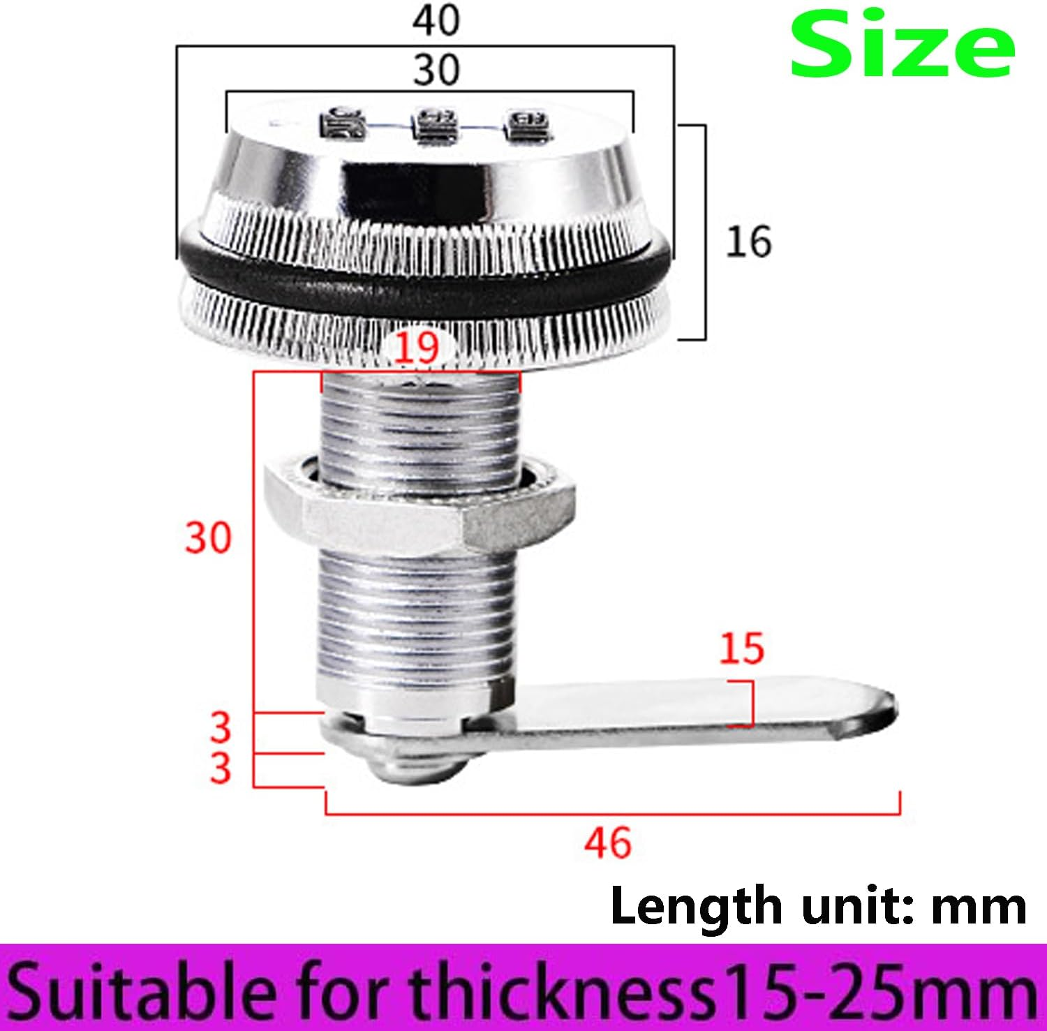 Combination Cam Lock, Combination Cabinet Lock, Chrome Zinc Alloy Password Coded Lock, 3-Digit Security Locks, Wardrobe Lock, Drawer Lock for Gym Storage, Toolbox, Deposit Box, Mailbox image number 1