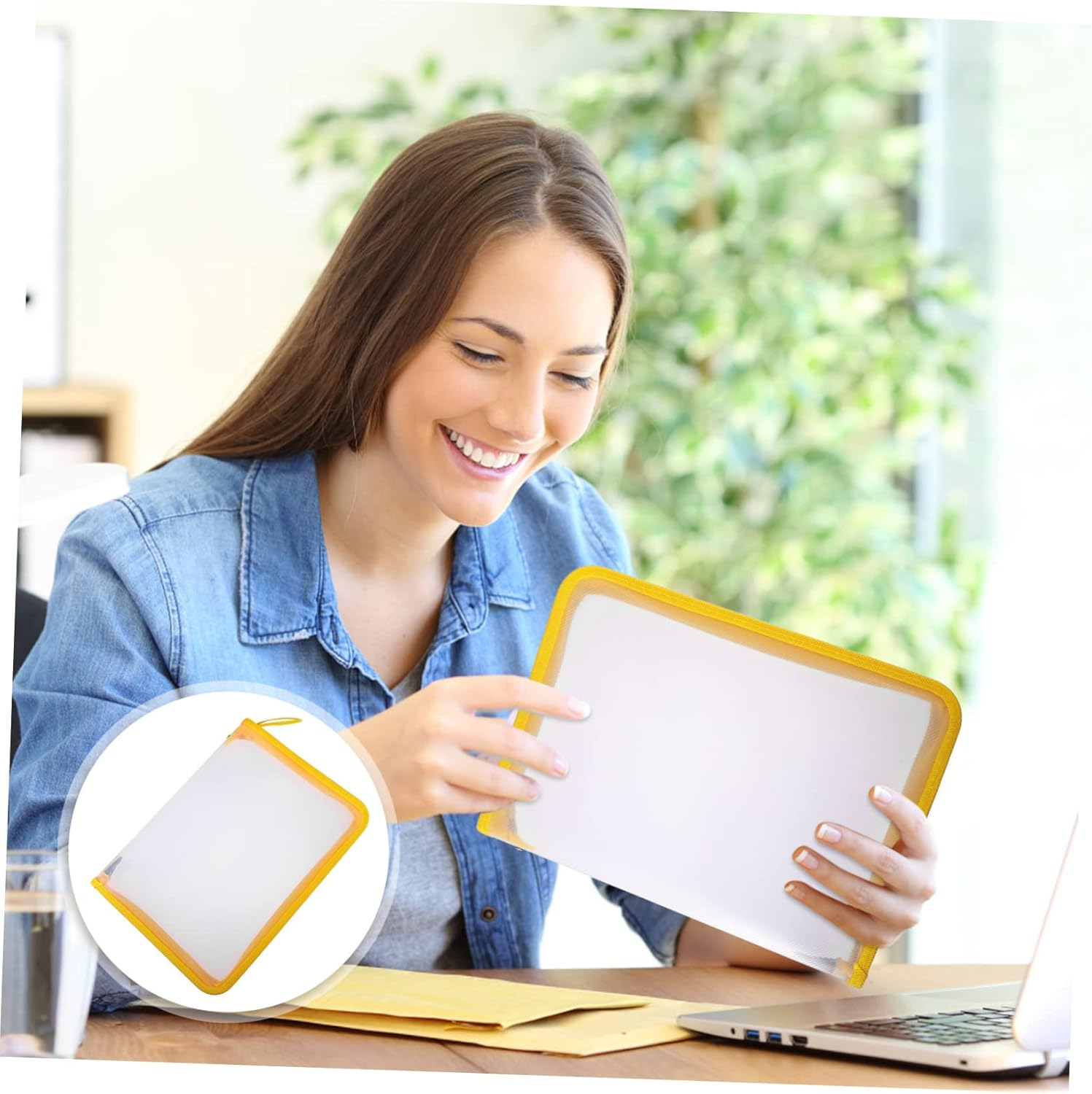 Uonlytech Zipper Document Bag File Folder Office File Folder Document Organizer Holder for Meeting Travel Made of Pp Material Visibility for Easy Organization image number 5