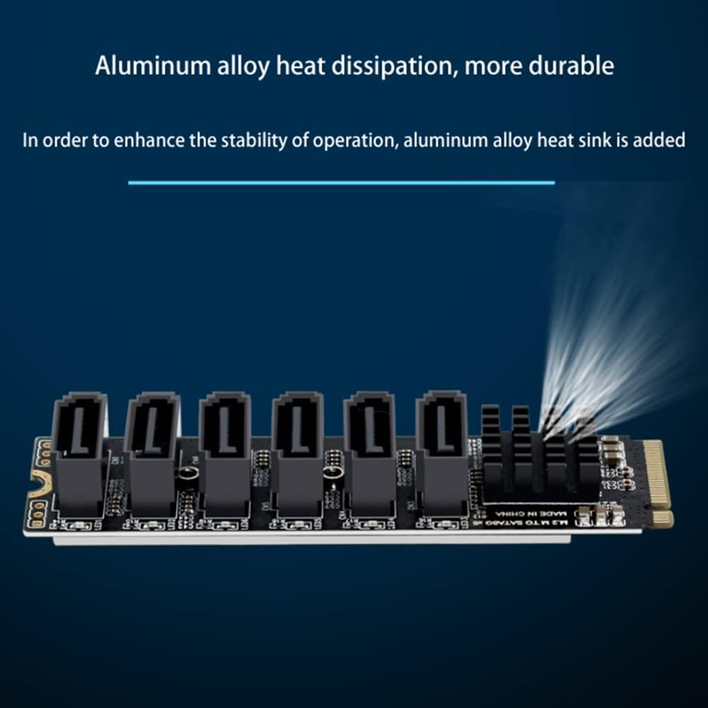 Jingfei PCIE to SATA 6Gpbsx6-Port Expansion Card+Sata Cable M.2 MKEY PCI-E Riser Card M.2 NVME to SATA3.0 ASM1166 Support PM image number 3