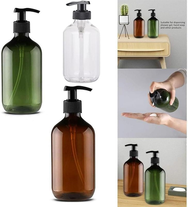 Empty Plastic Pump Bottles Dispenser,3 Pack 16Oz/500Ml Portable Clear Shampoo Lotion Hand Pump Bottle Durable,Clear Plastic Pump Bottle Dispenser,Empty Reusable Plastic Lotion Pump Bottle image number 4