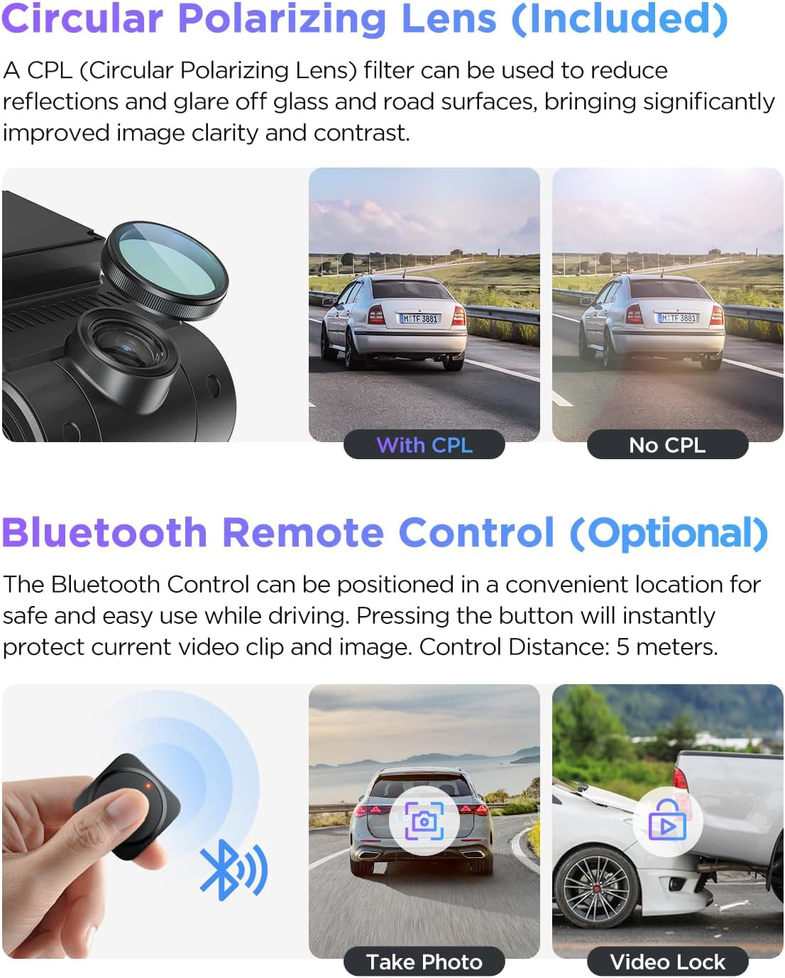 VIOFO A229 Pro 4K HDR Dash Cam, Dual STARVIS 2 IMX678 IMX675, 4K+2K Front and Rear Car Camera, 2 Channel with HDR, Voice Control, 5Ghz Wifi GPS, Night Vision 2.0, 24H Parking Mode, Support 512GB Max image number 3