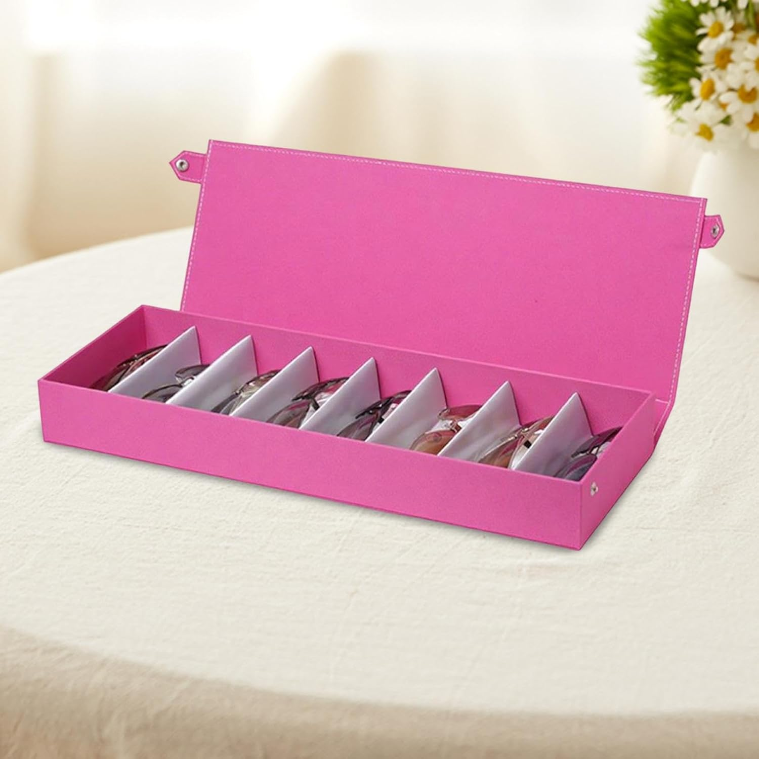 Qtueop Sun Visor Glasses Holder Storage Box Accessory Organizer Clip Holder That Protects Glasses Suitable for Storing Glasses, Black Rose Gold, as Described - Black Silver image number 3