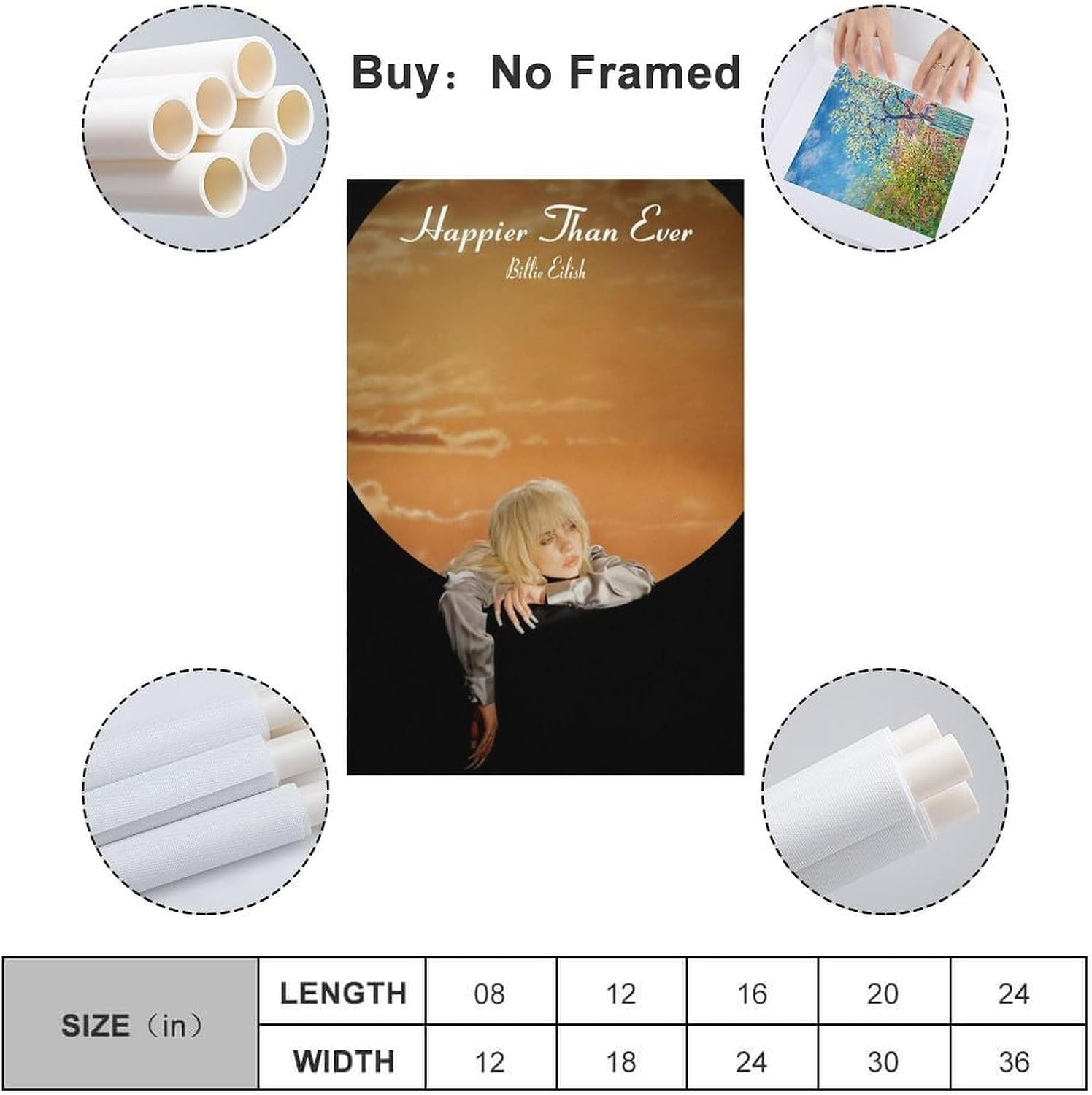 Music Billie Wall Art Eilish Art Poster Poster Canvas Painting Wall Art Picture Home Decor Print for Bedroom Living Room Dorm Study Bar Office 12X18Inch(30X45Cm) image number 2