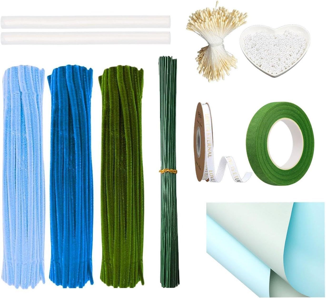 Nishiyuenyi Chenille Pipe Cleaners, Chenille Crafts, Creative Handmade Decorations, Pipe Cleaners for Crafts, Blue - Blue image number 4