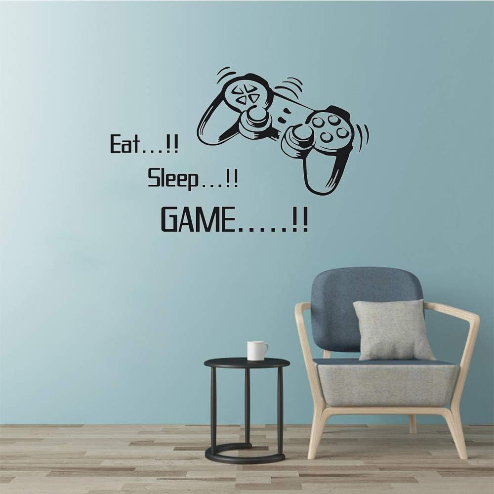 Game Room Decor, &ldquo;EAT Sleep Game Repeat&rdquo; Boys Room Decorations for Bedroom, Kids Wall Decor and Wall Stickers for Playroom, 22.0 &times; 22.0 Inch
