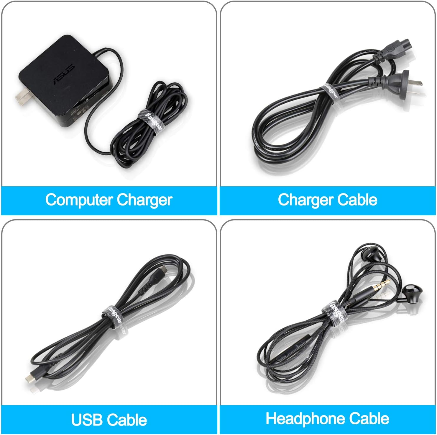 Fasgear 50 PCS Reusable Hook and Loop Cable Ties, 15Cm X 1Cm Black Nylon Velcro Cord Straps, Wire Organizer, 5.9 Inch image number 3