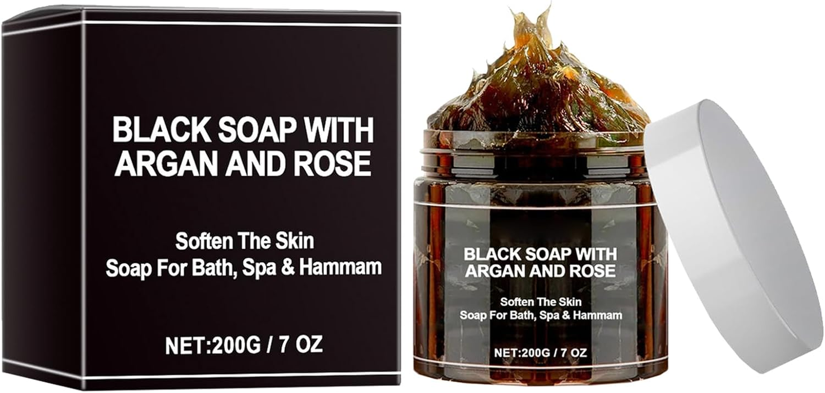 Morocco Body Black Moisturising Scrub,Moroccan Black Soap,Black Soap with Argan and Rose,Body Scrub Black Soap,Moroccan Body Scrub Black Soap,Including Pump Bottle Dispenser image number 5