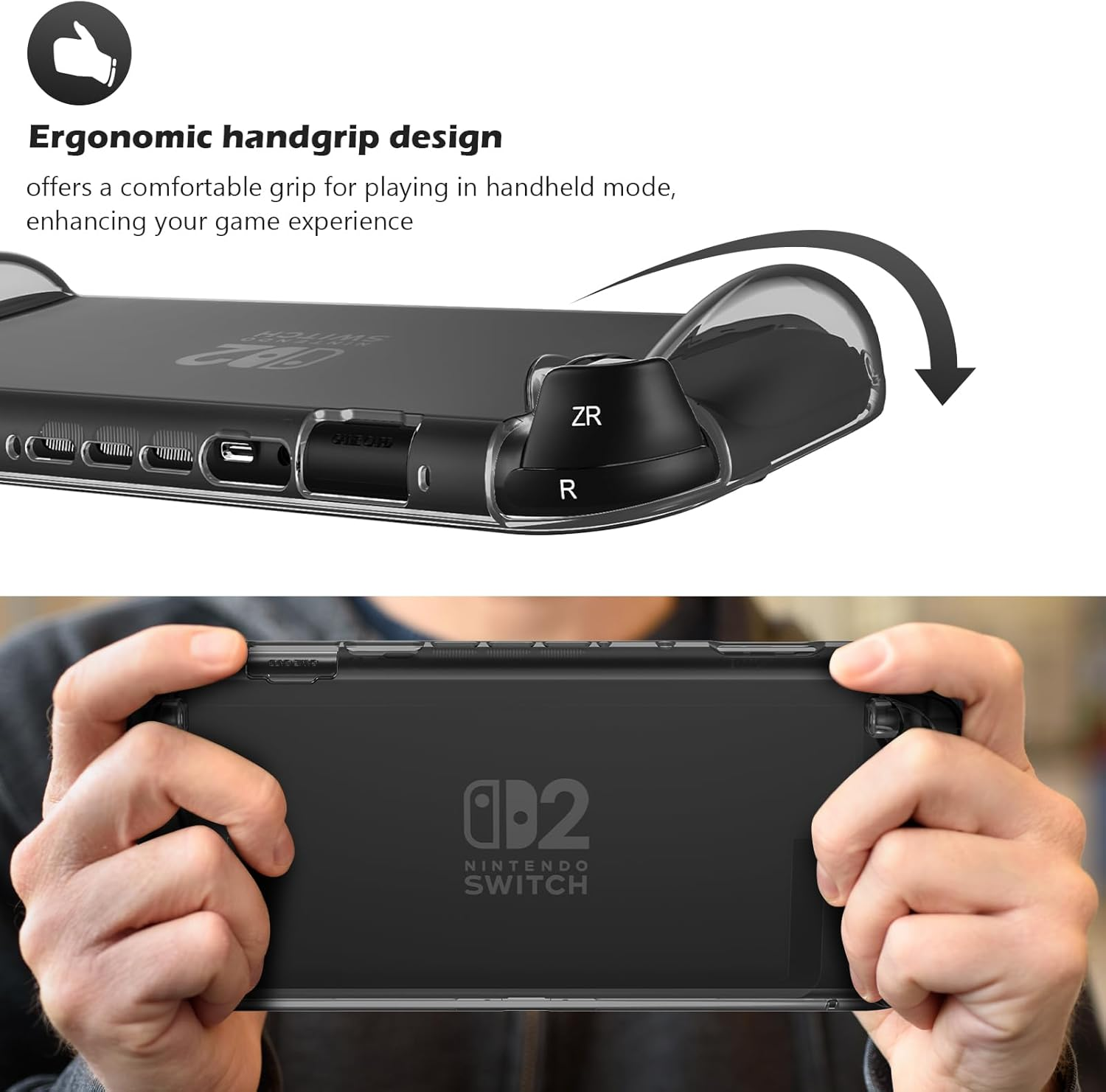 Procase Protective Case for Nintendo Switch 2 2025, Clear Cover Protector Switch 2 Accessories, Anti-Scratch, Shock-Absorption, Ergonomic Grip Design, Easy to Install -Black - Pink image number 4