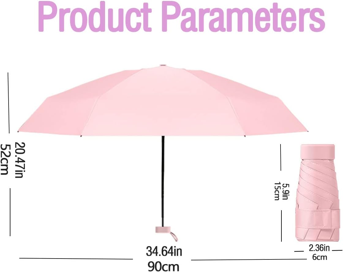 Mini Folding Windproof Travel Umbrella Cute Small Umbrella for Sun and Rain 99% UV Protection Compact Lightweight Portable for Women Men Kids Multiple Colors image number 4