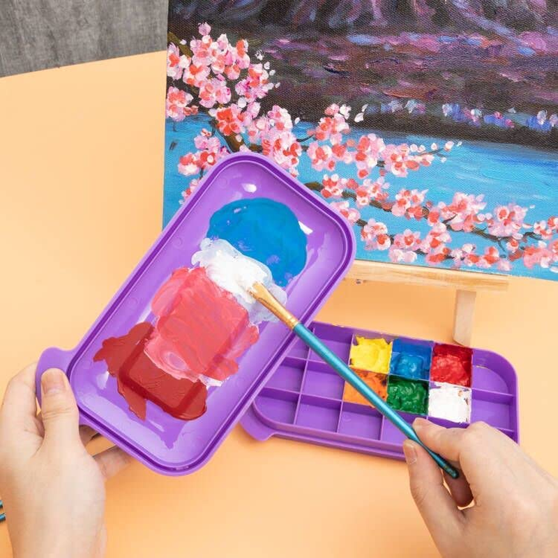 Mylifeunit Paint Brush Cleaner, Paint Brush Holder and Organizers with Palette for Acrylic, Watercolor, and Water-Based Paints (Purple) image number 2