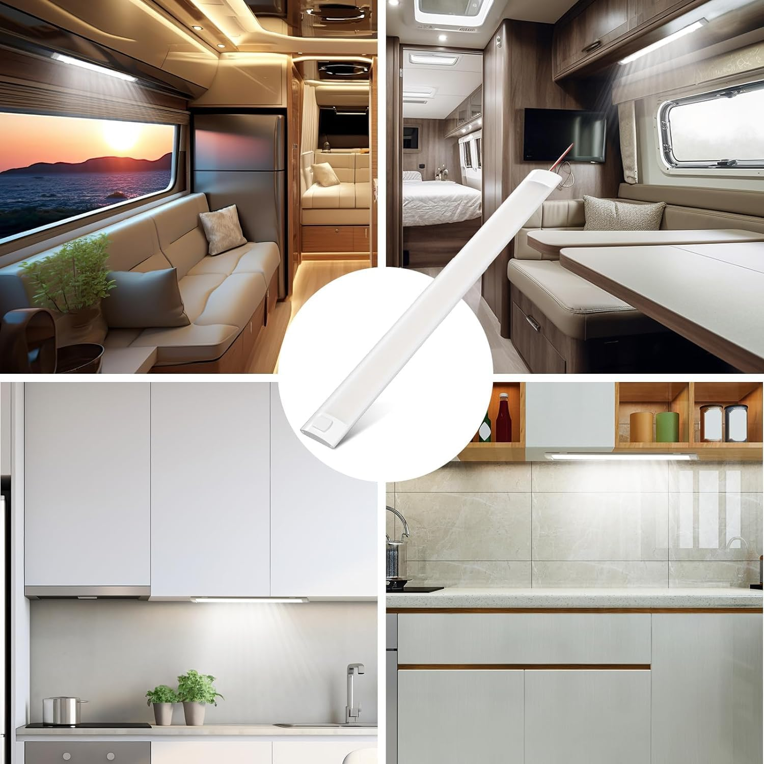 Bonlux 12 Volt LED Lamp Motorhome, 120 LED 12 V Strip Car Interior Lighting with Switch for Van Bus Caravan Boat Kitchen Bathroom Bar Truck, 12 W 6000 K, Pack of 2 image number 1