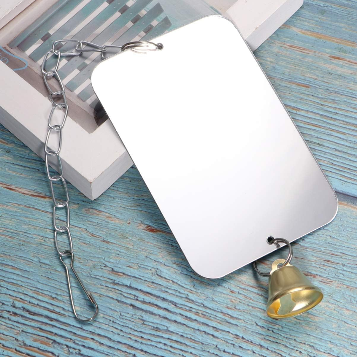 1Pc Cage Hanging Decor - Parrot Toy with Mirror for Budgies, Parakeets & Birds, Bird Cage Mirror & Swing for Chewing Fun, Safe & Durable Bird Accessory image number 6