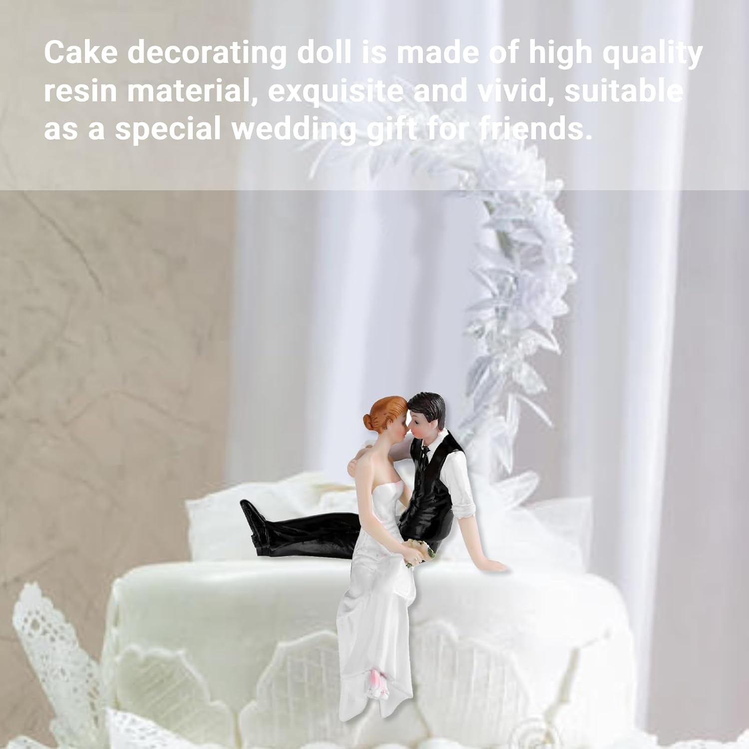 Bride and Groom Cake Topper, Wedding Cake Doll, Resin Doll Wedding Cake Topper for Engagement Parties, Bridal Showers Anniversaries image number 3