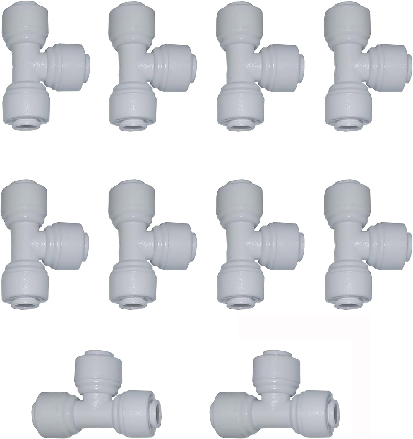 Malida 1/4 Tee 3 Way Tube Quick Connect Push Fit RO Water Reverse Osmosis System Set of 10