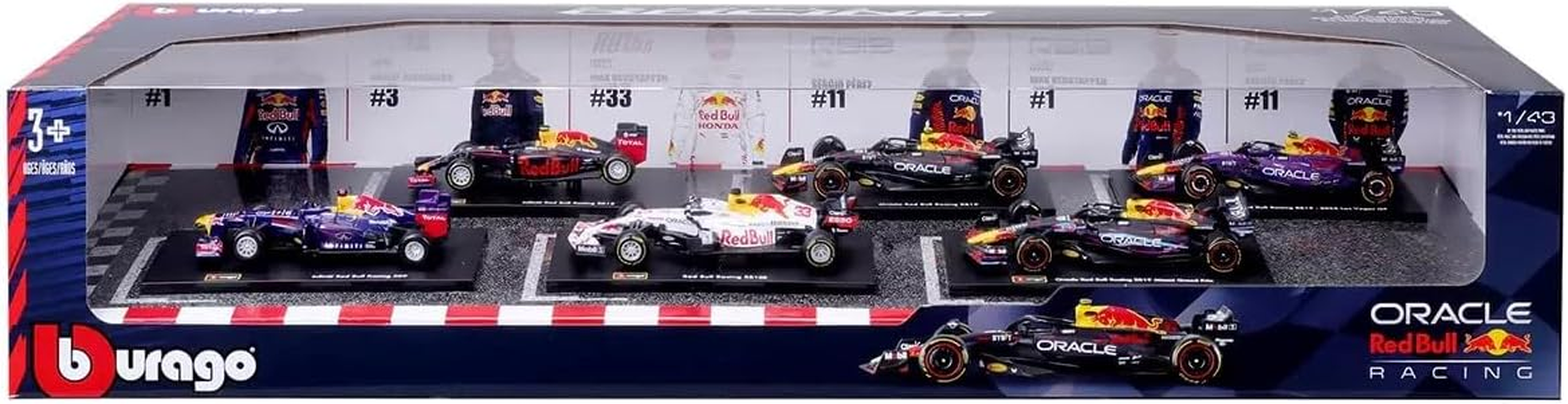 Burago 1:43 Formula Racing Die Cast with Plastic Part Car Model 6 Pack Red Bull