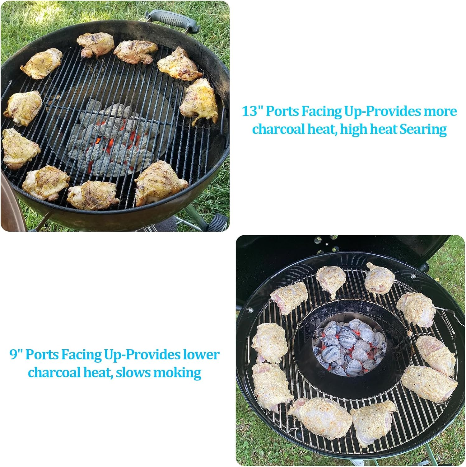 Outspark BBQ Whirlpool for Weber Kettle, 22/26.75 WSM Smokey Mountain, Medium Kamado, Big Green Egg, Stainless Steel image number 2